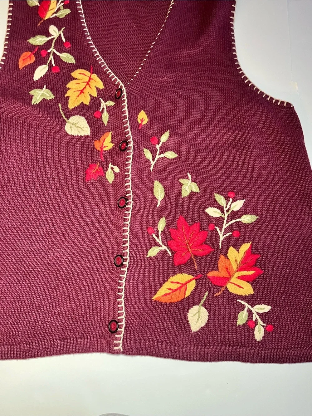 Vintage Cabin Creek Autumn CottageCore Sweater Knit Vest~Embroidered~GrandmaCore - Picture 4 of 8